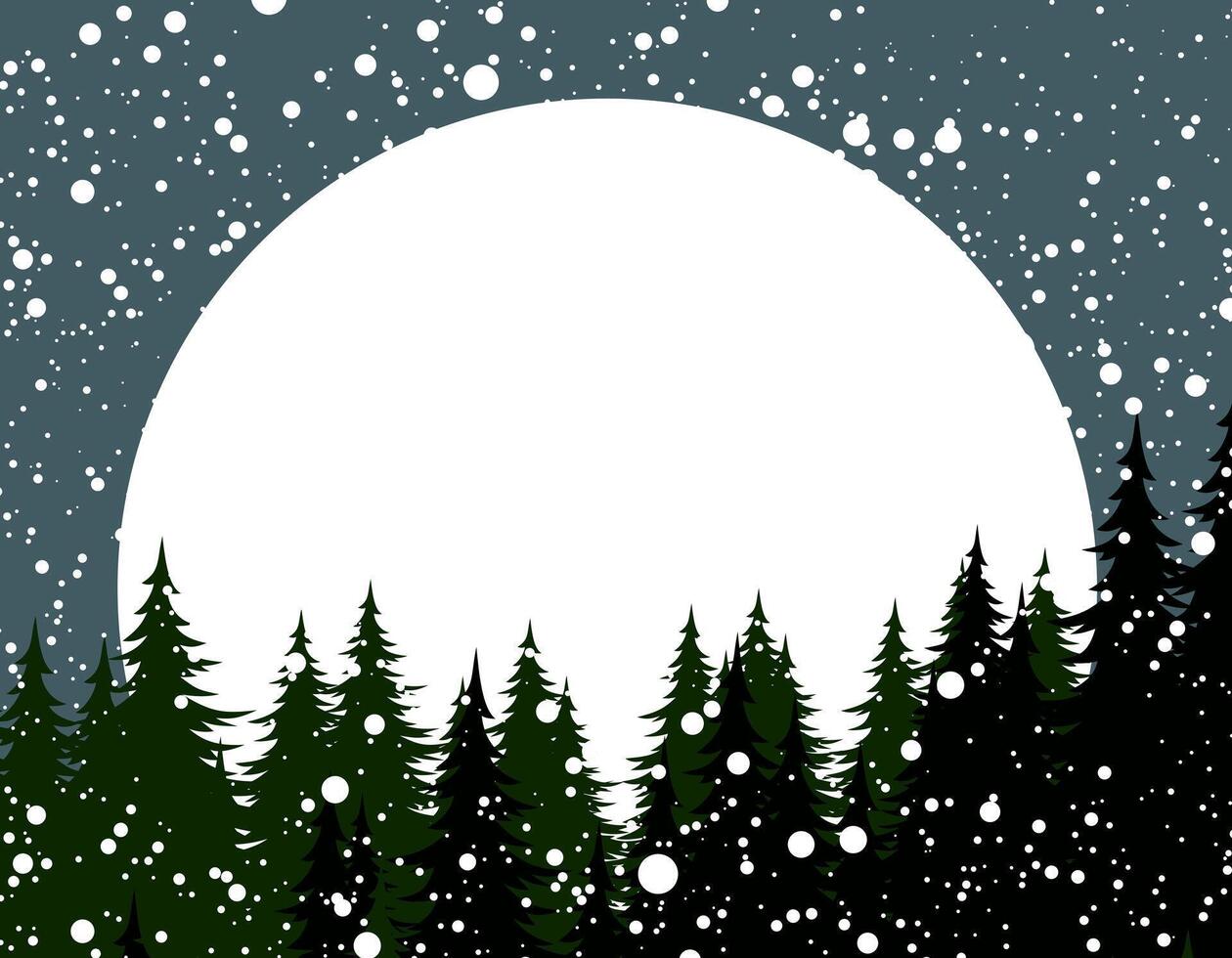 Winter forest with sun dawn. vector