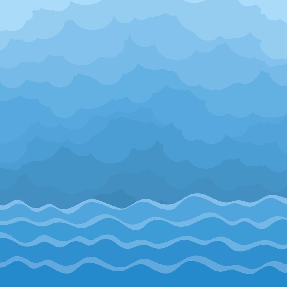 The Sea with clouds. vector