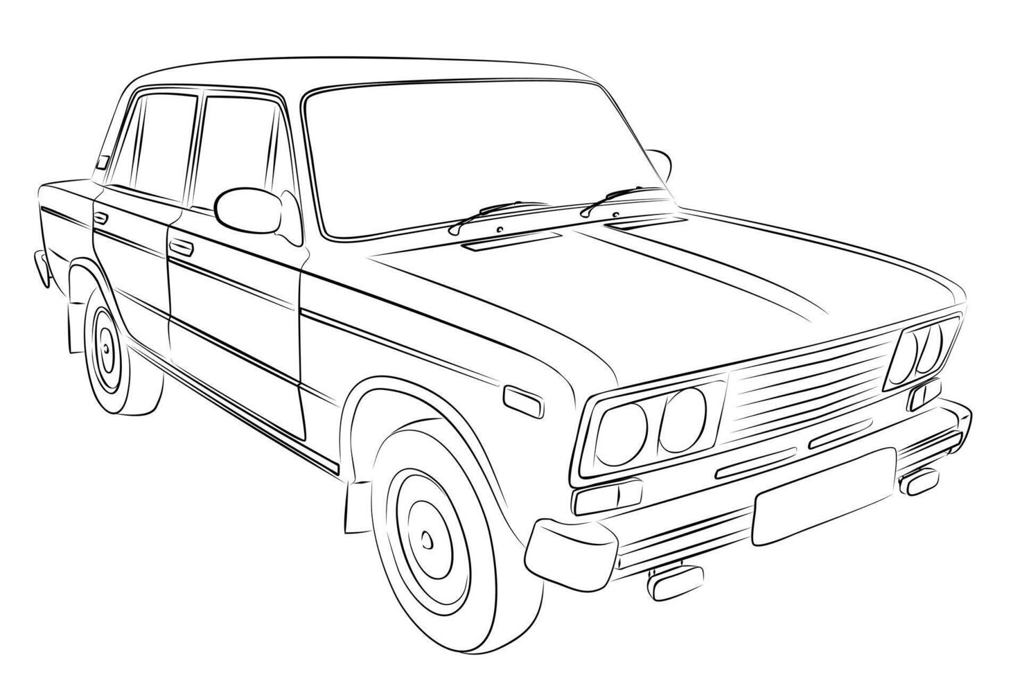 A Sketch of the retro car. vector