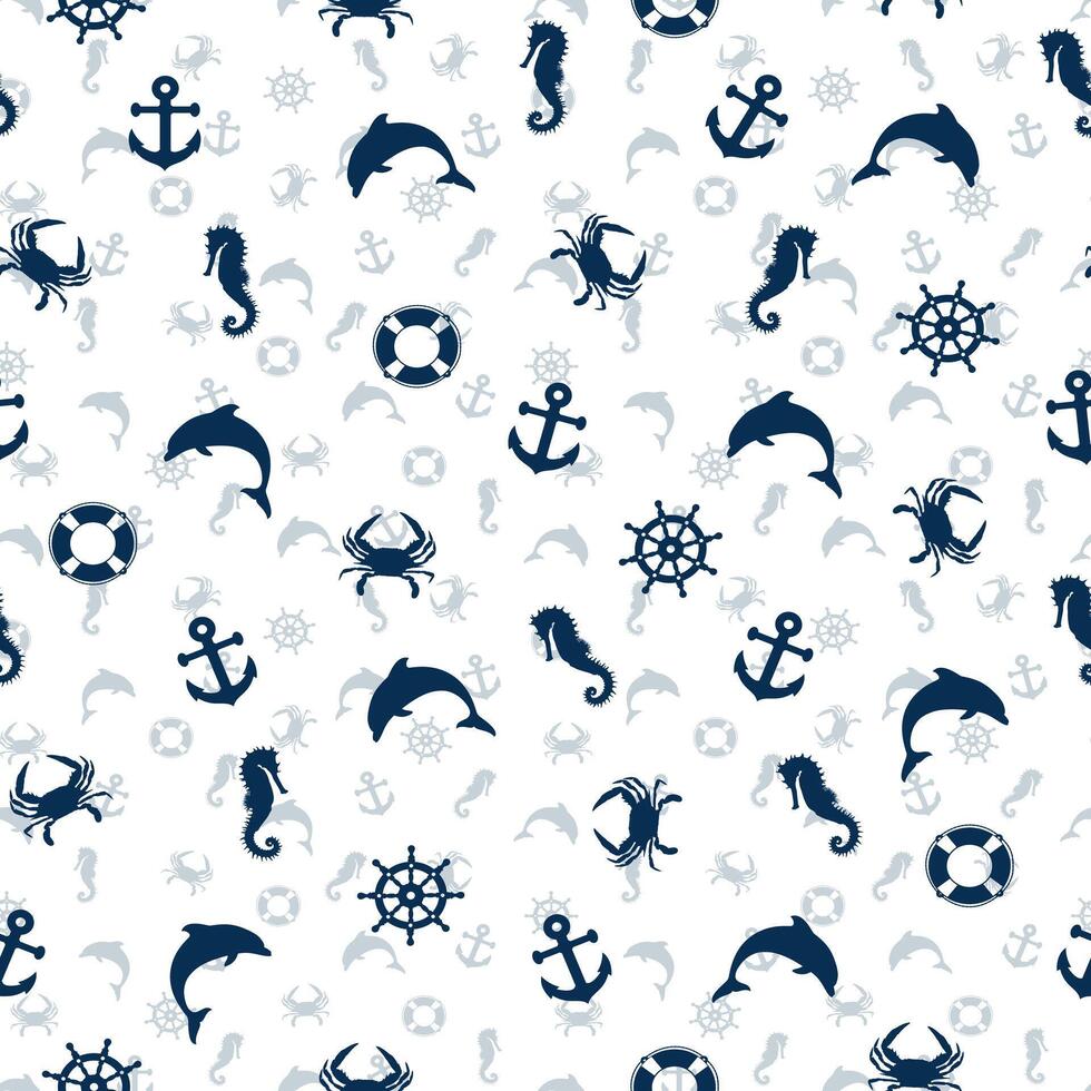 A seamless background with sea symbols. vector