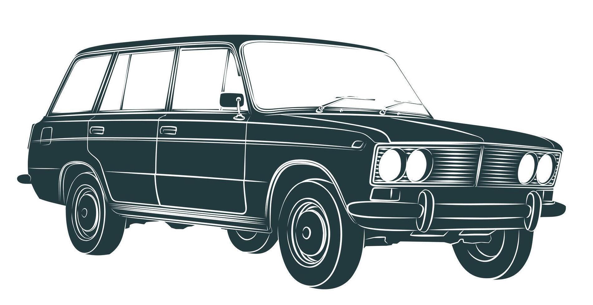The Sketch of a old retro car. vector