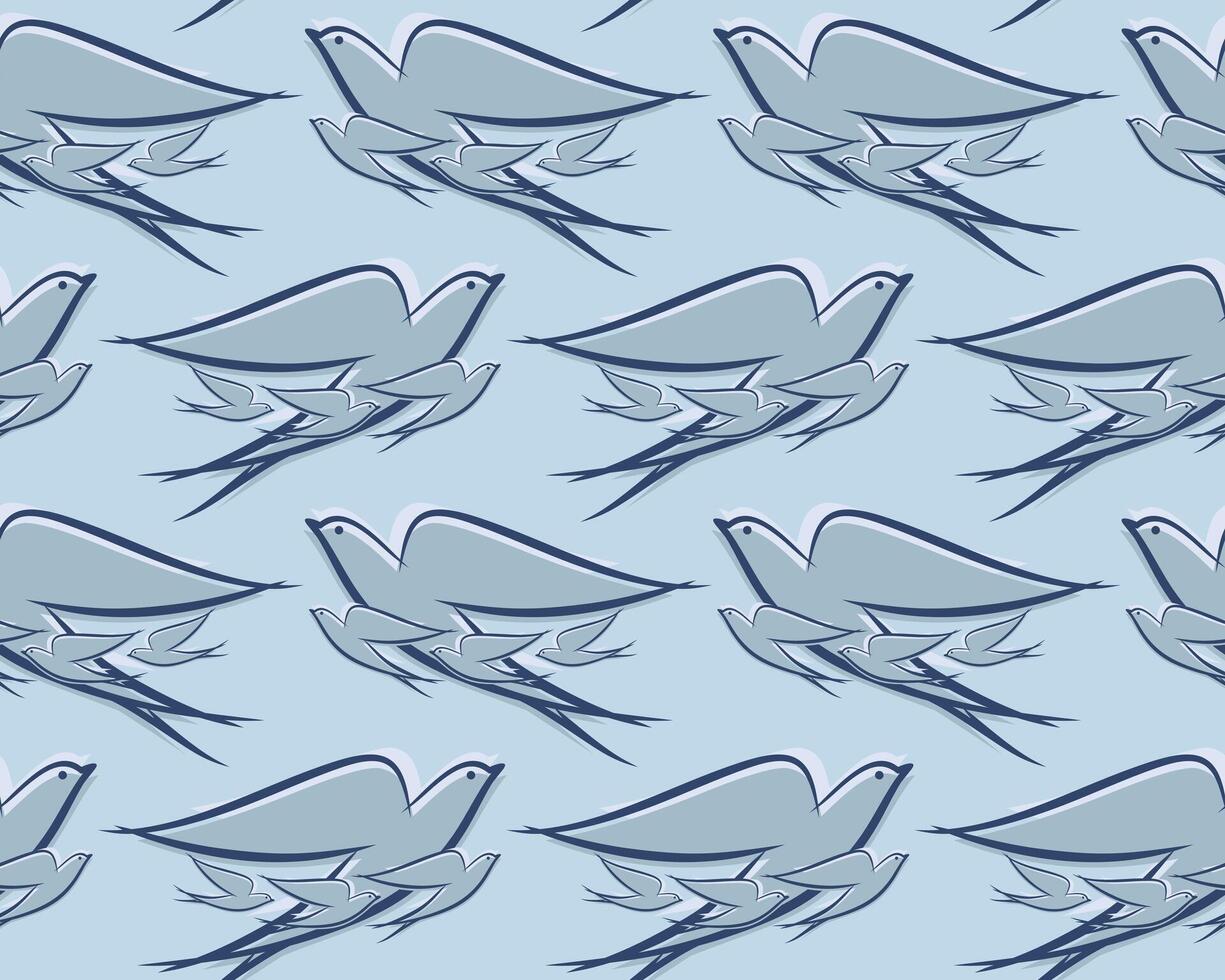Seamless background with swallows. vector