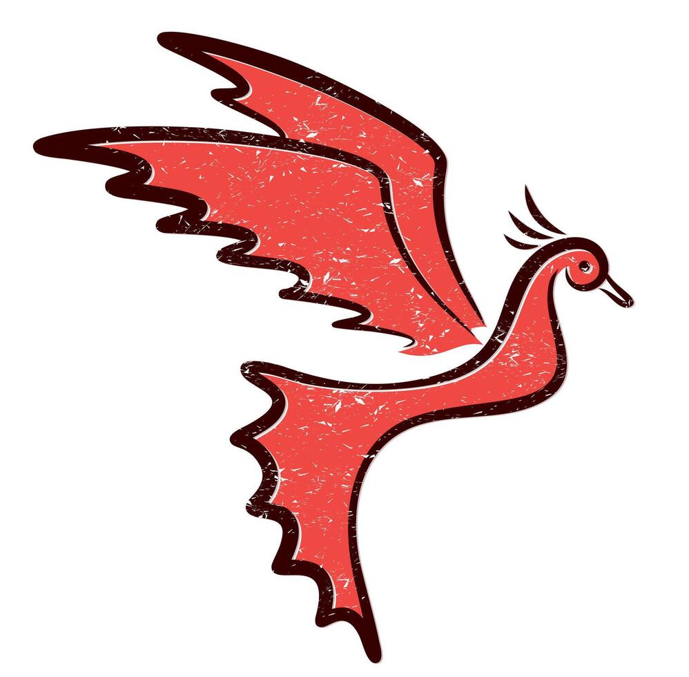 Symbol of red bird. vector