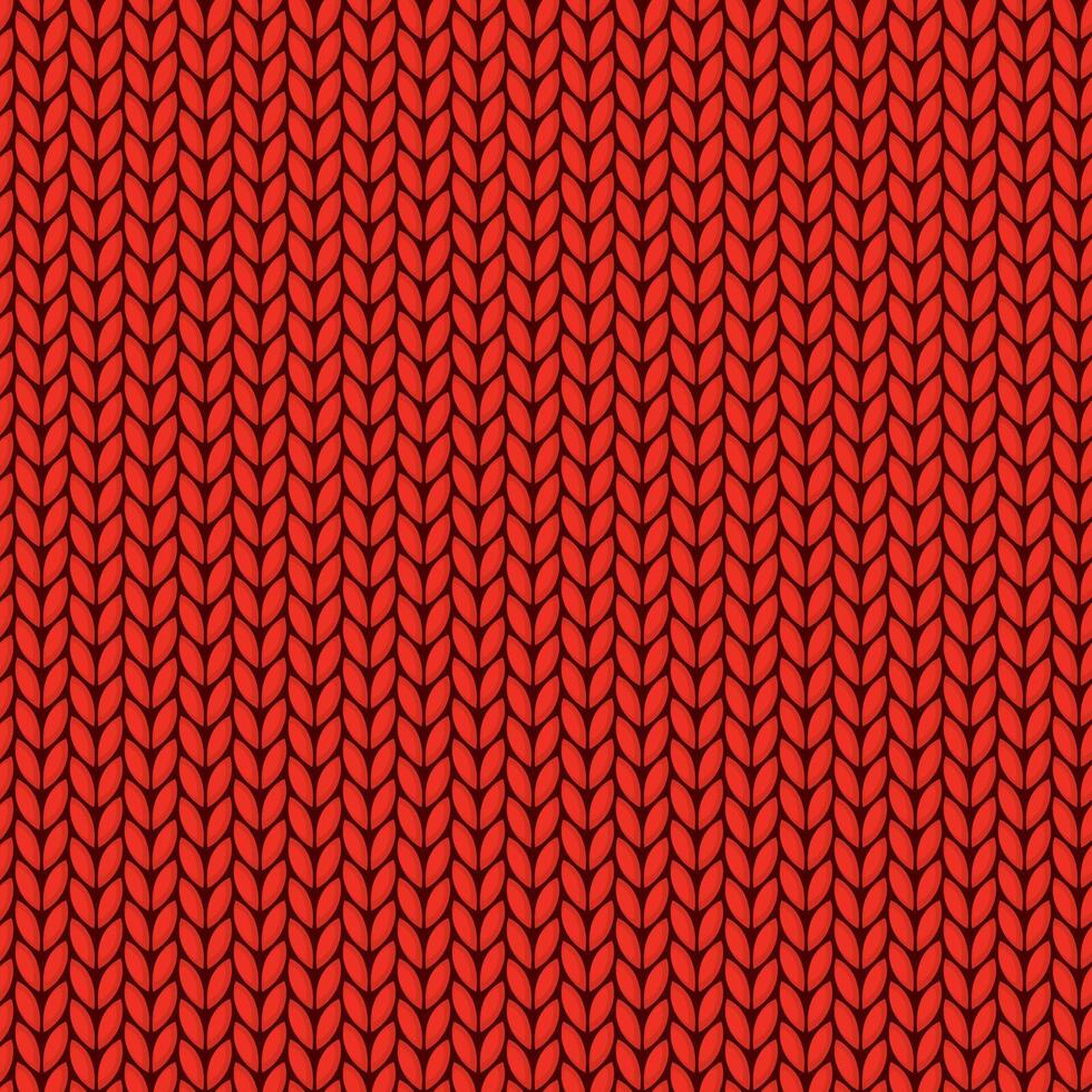 Seamless red knitted background. vector