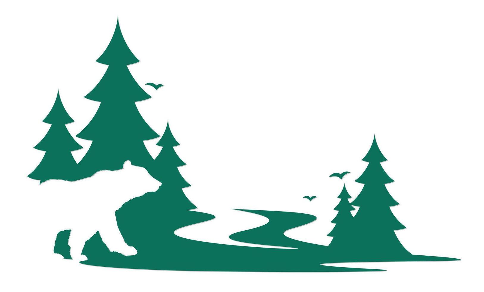 The green forest symbol with bear. vector