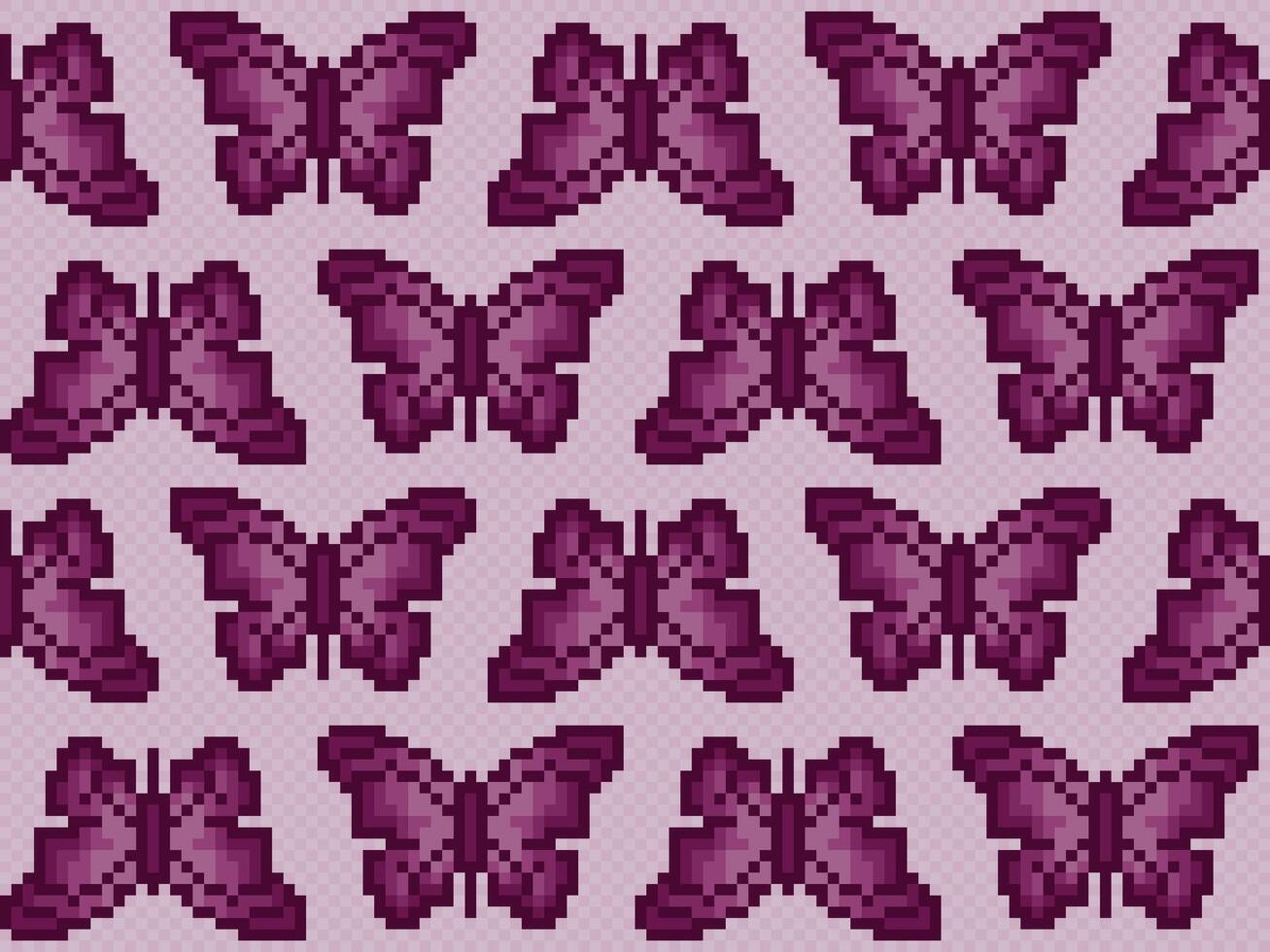 Seamless pixel background with butterflies. vector