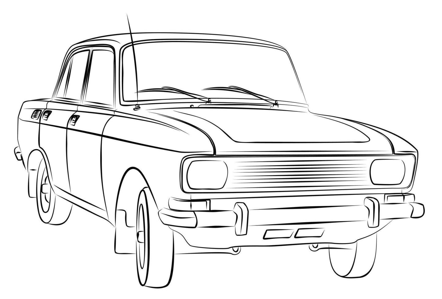 Sketch of the retro car. vector