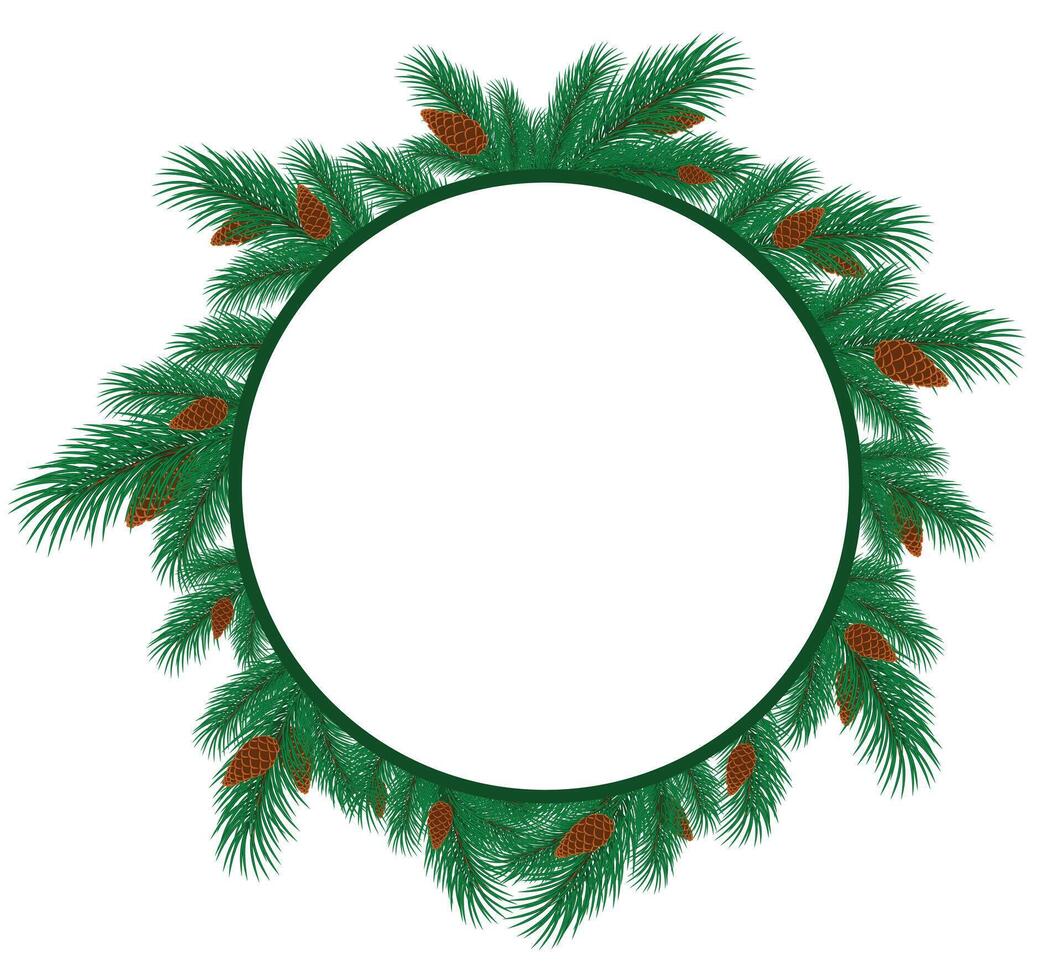 Frame with branches of spruce. vector