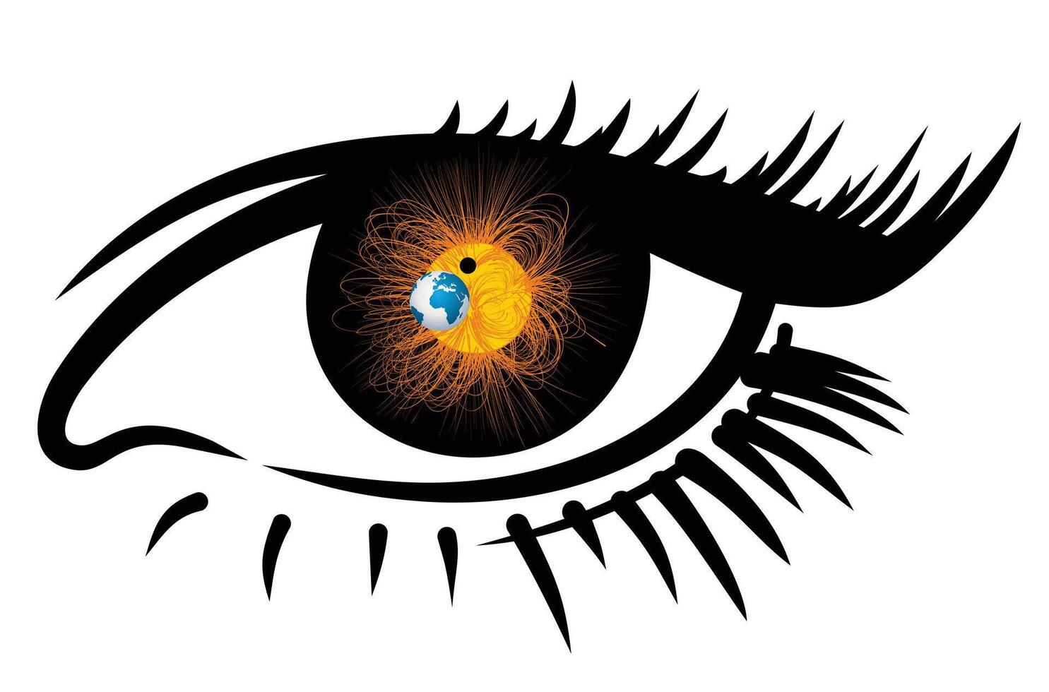 Logo with eye and planets. vector