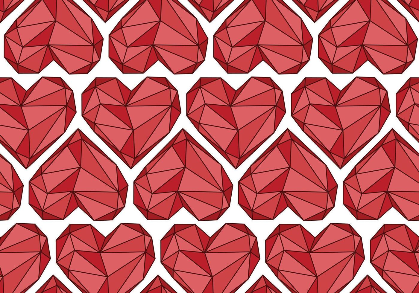 Seamless background with crystal hearts. vector