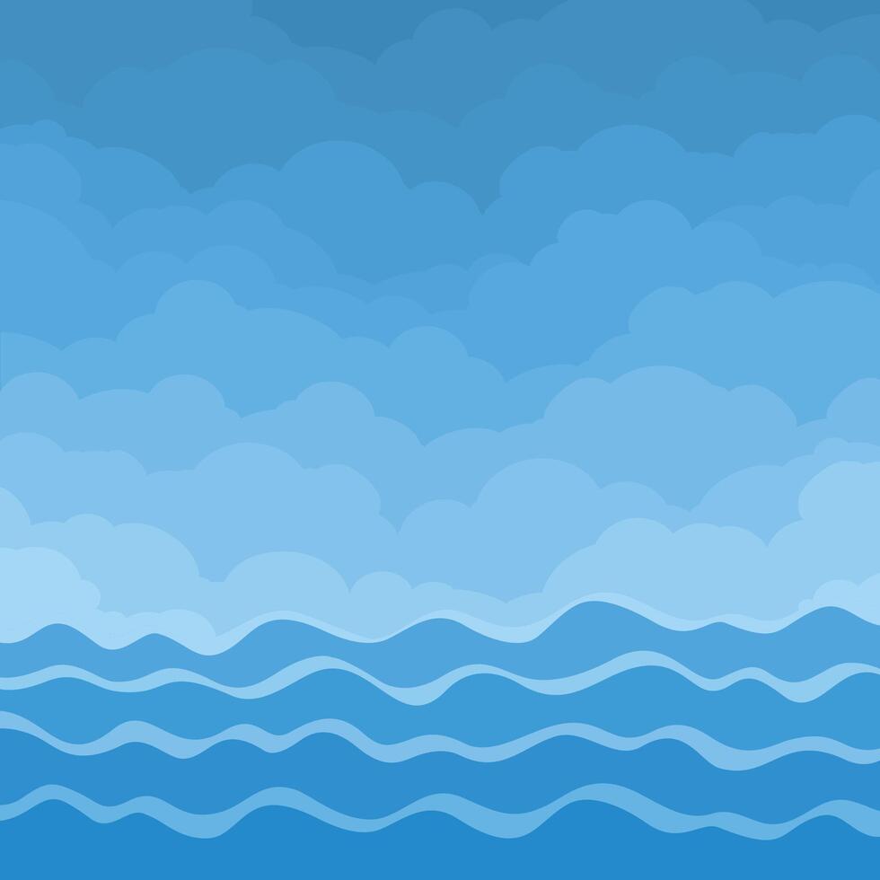 Sea with clouds. vector