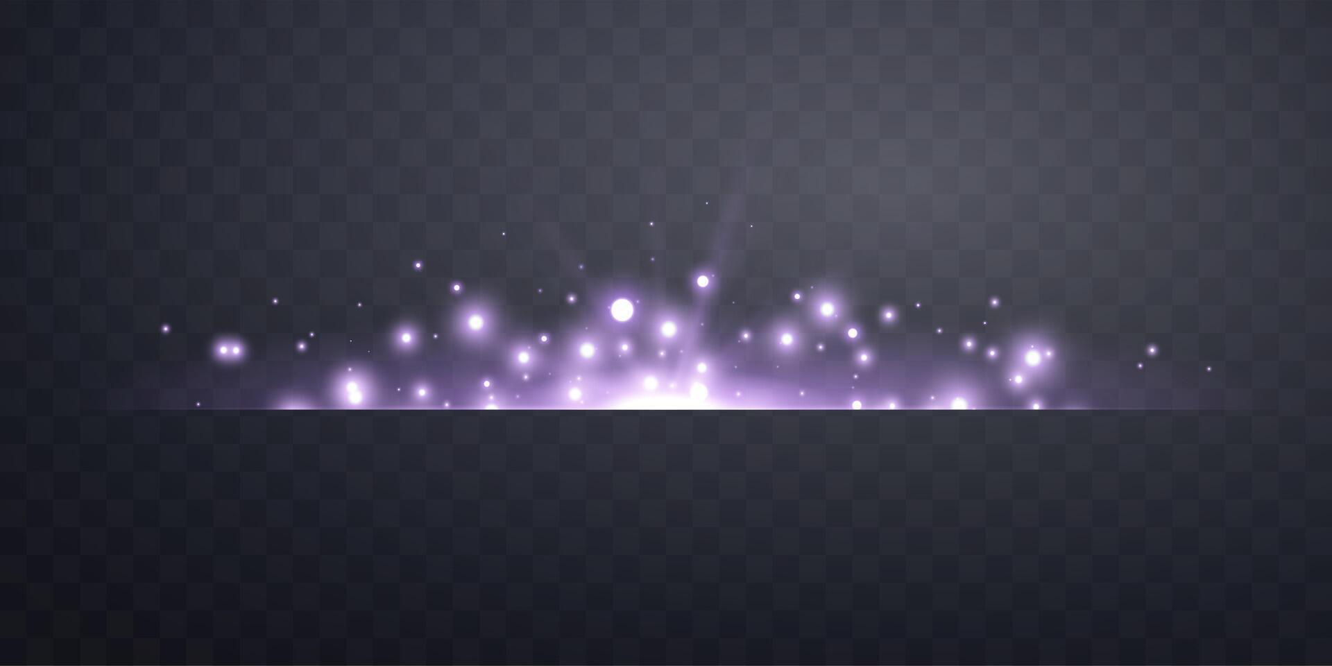 Purple horizontal lensflare. Light flash with rays or violet spotlight and glow flare light effect. vector