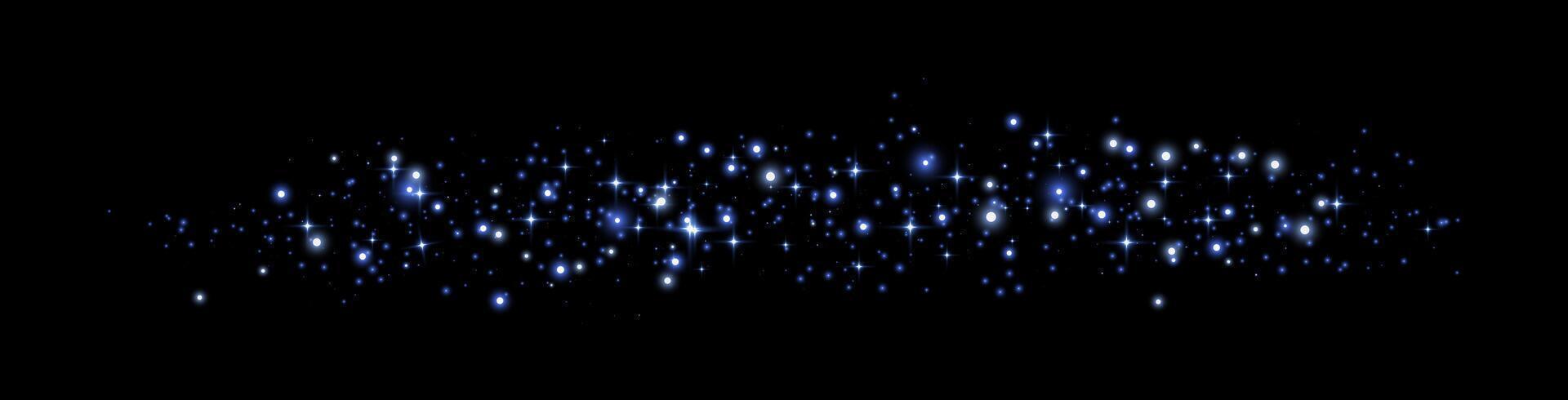 Blue magic sparks and dust stars. Blue glow flare light effect, particles vector