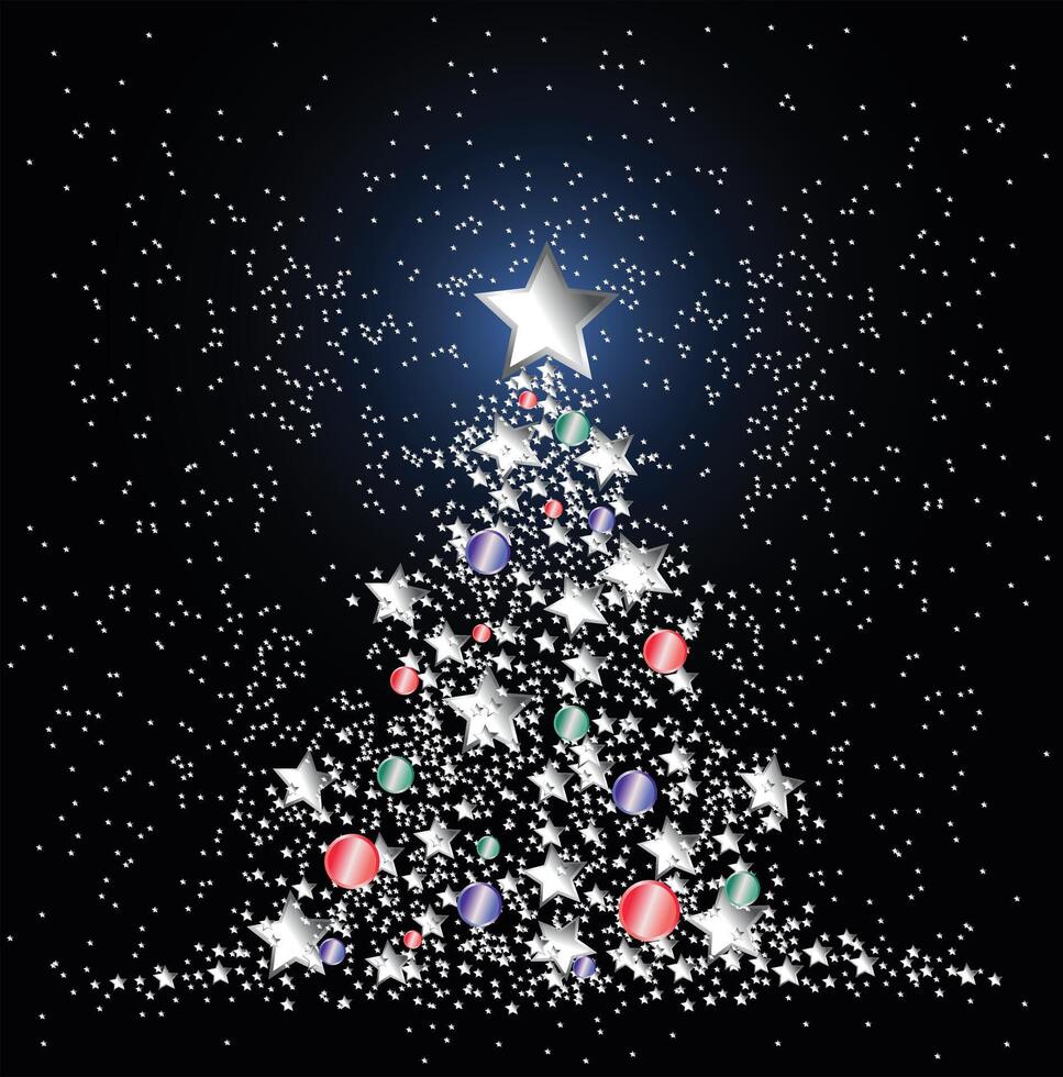 A greeting card with a Christmas tree. vector