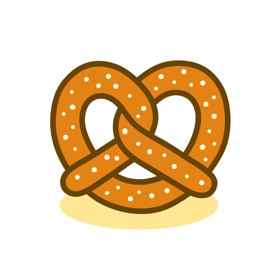 Simple Flat Style Pretzel Food With Salt Illustration Graphic Element vector