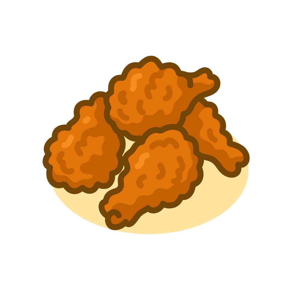 Simple Cartoon Illustration of Crispy Fried Chicken Wings on Plate Food vector