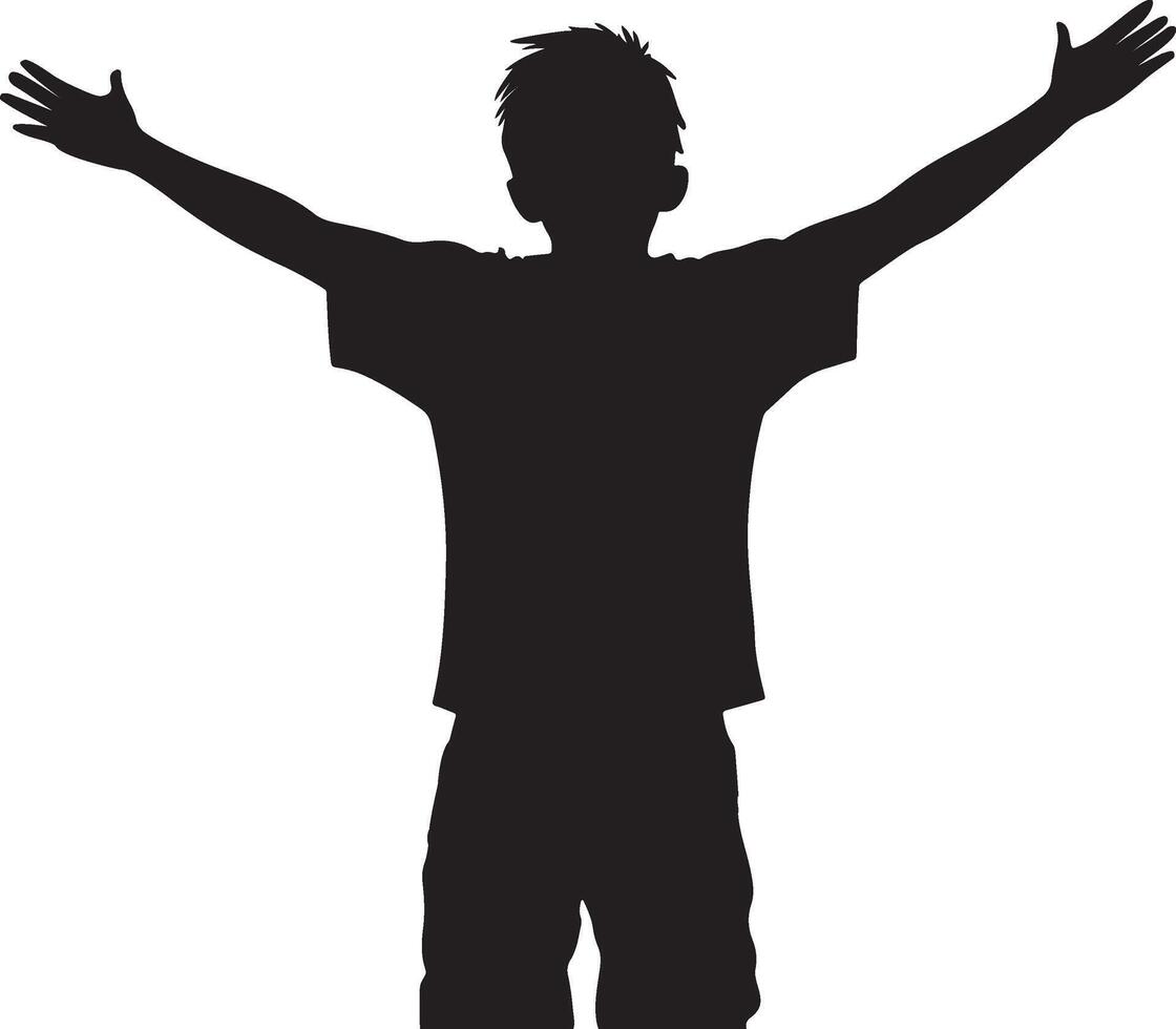 Silhouette of a child with arms outstretched, expressing joy or freedom vector