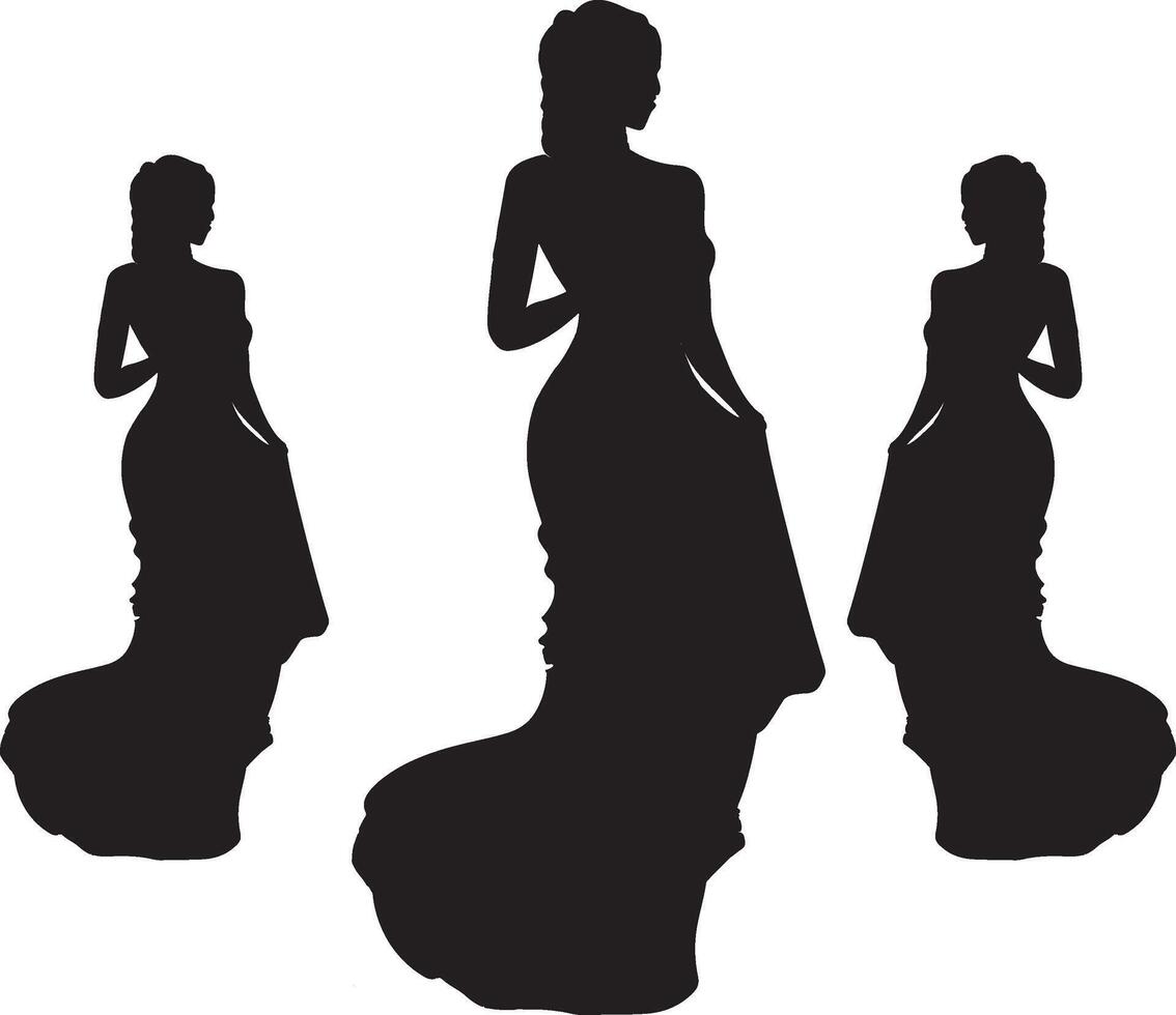 Elegant Silhouette of a Woman in a Long Gown vector