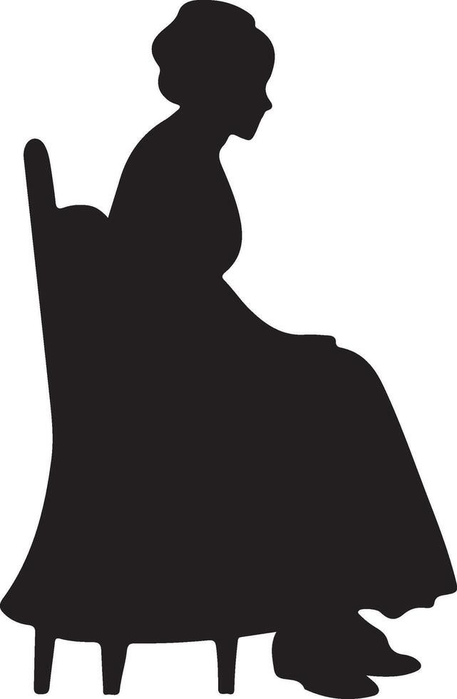 Silhouette of a woman seated in a chair, profile view vector