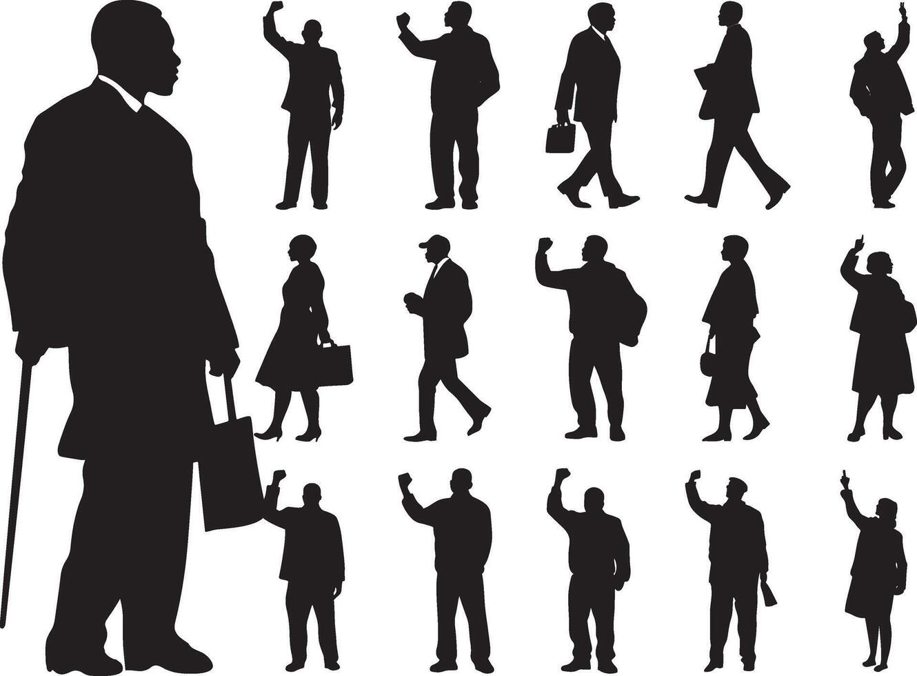 Diverse Silhouette People in Various Actions and Attire vector