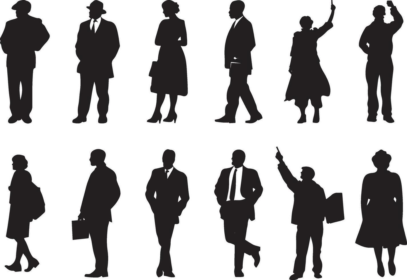 Diverse Silhouette Figures in Various Poses vector