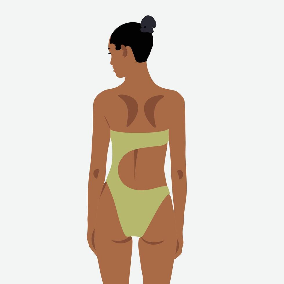 Female in green swimwear vector