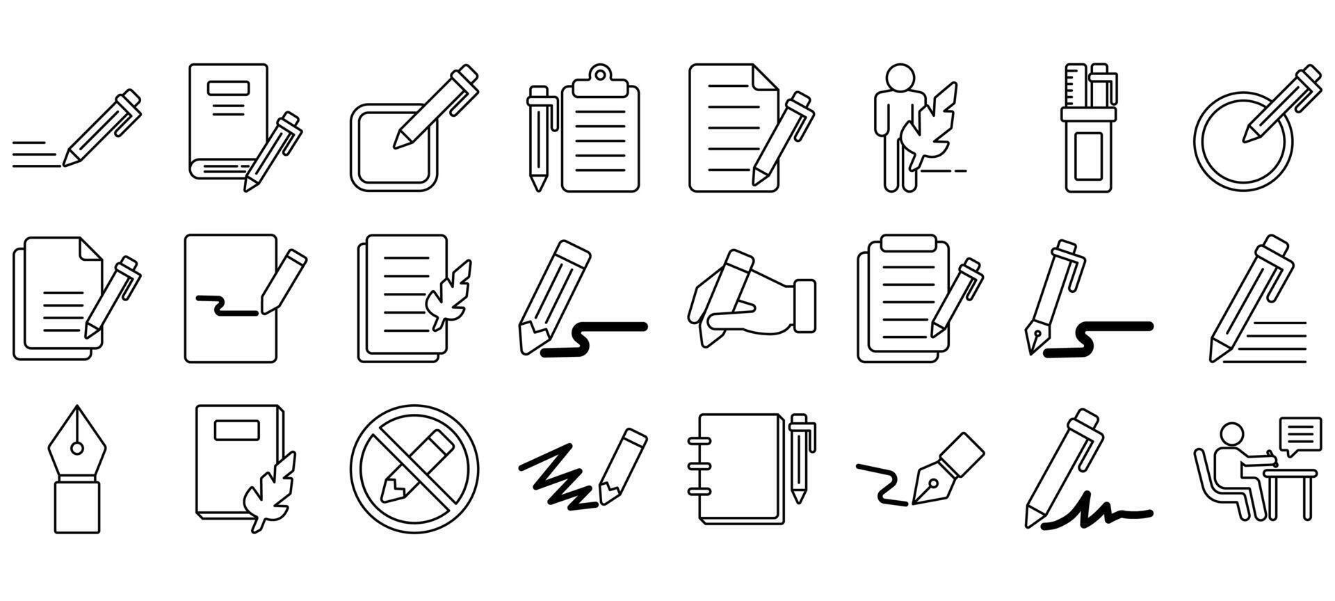 set of writing icons vector