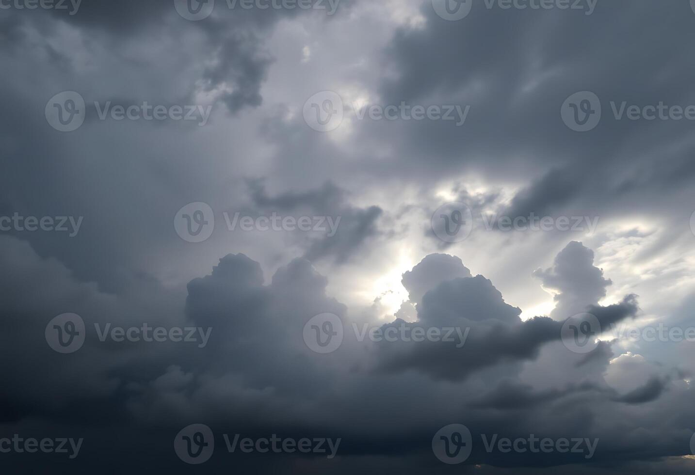 cloudy sky with a plane flying in the distance photo
