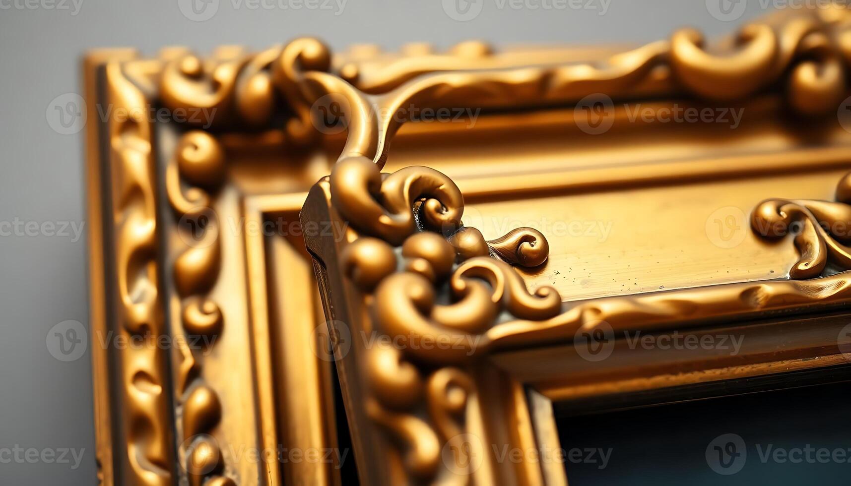 close up of a gold framed object photo