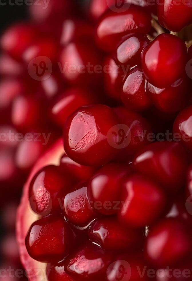 close up of a pomegranate with a black background photo