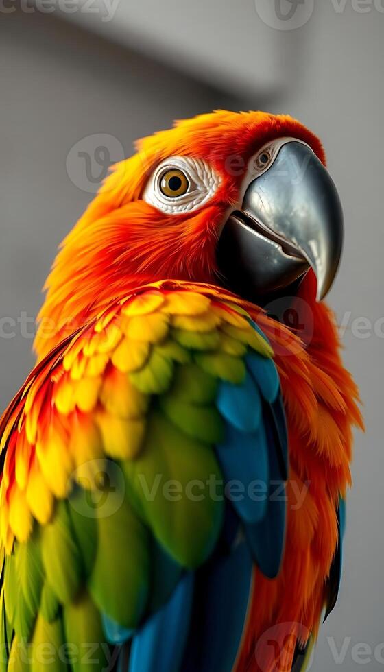 A colorful parrot with a large beak photo