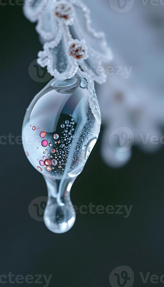 Frozen water droplets on a lace photo