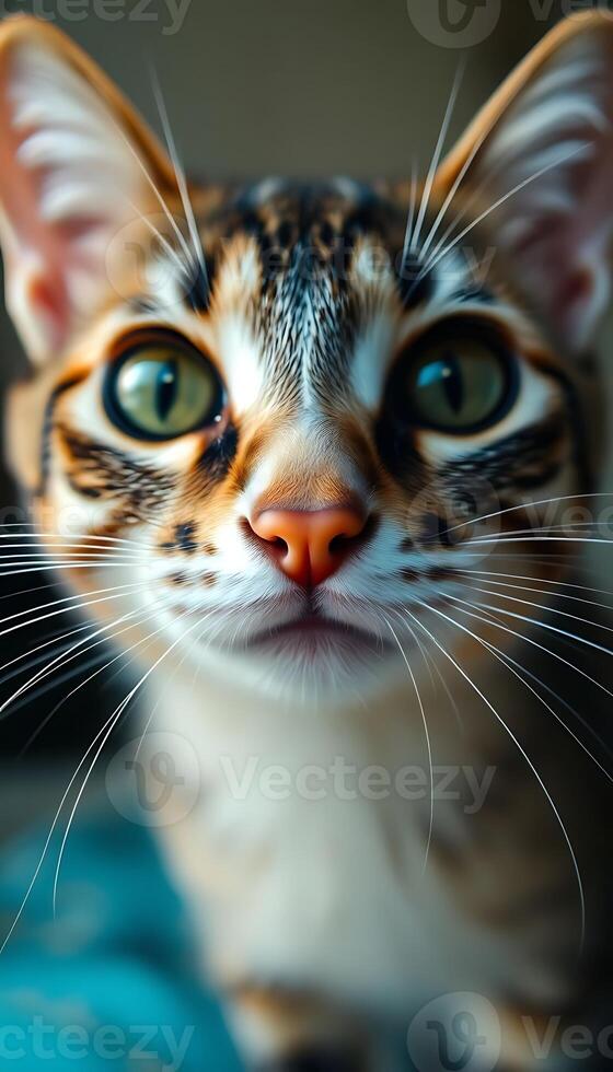 close up of a cat looking at the camera photo