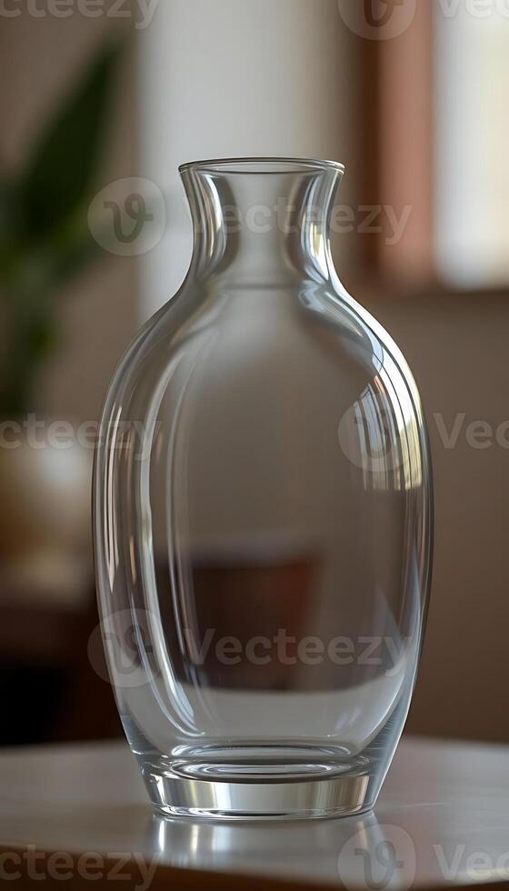 clear glass vase sitting on top of a table photo