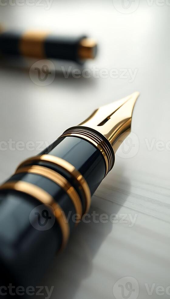 pen sitting on top of a table next to a pen photo