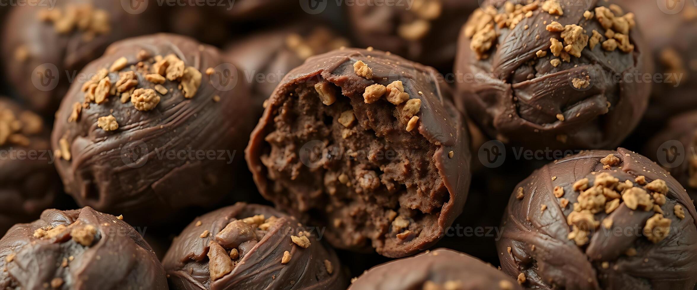 close up of a pile of chocolate balls photo