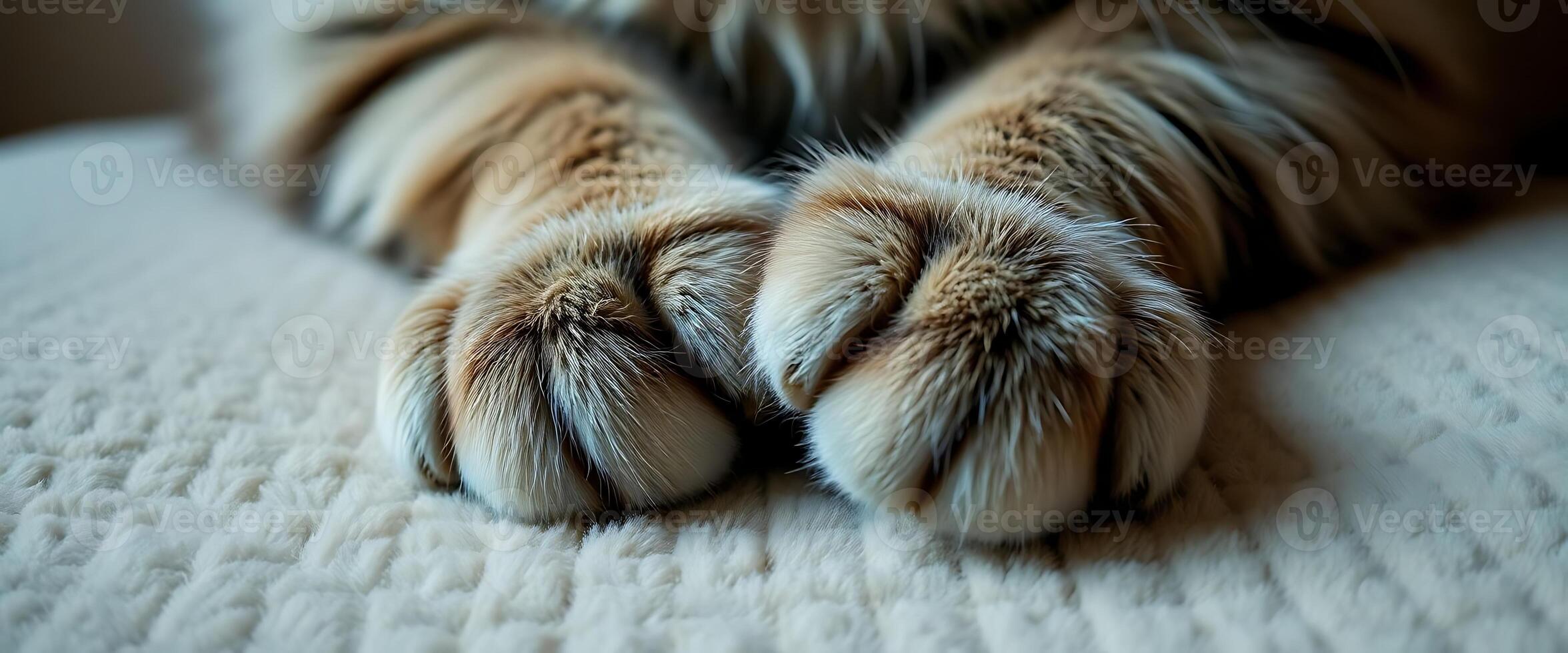 close up of a cat's paws on a bed photo