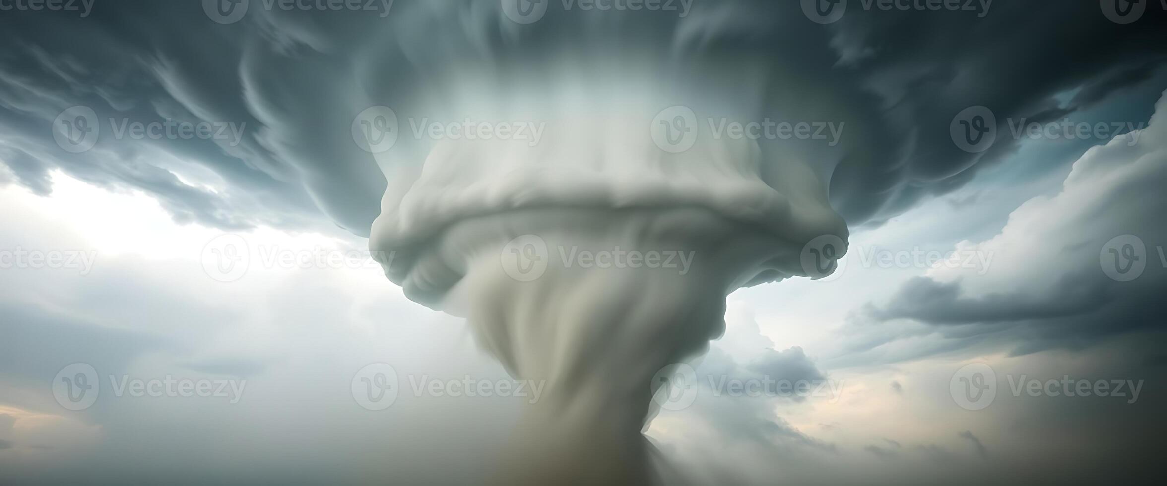 A tornado is seen in the sky with clouds photo