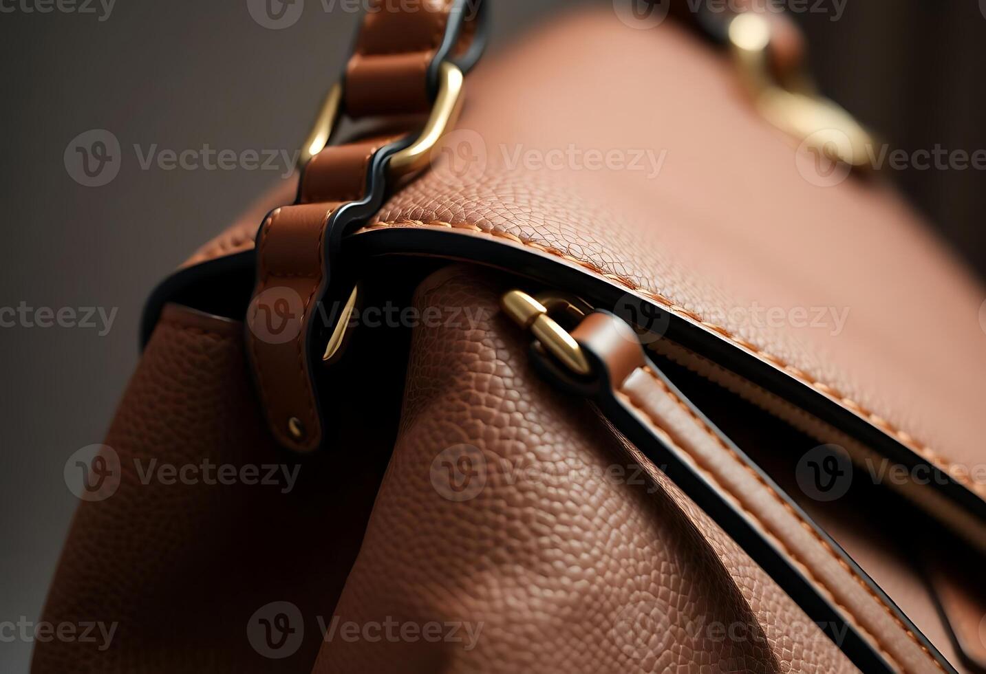 close up of a brown purse on a table photo