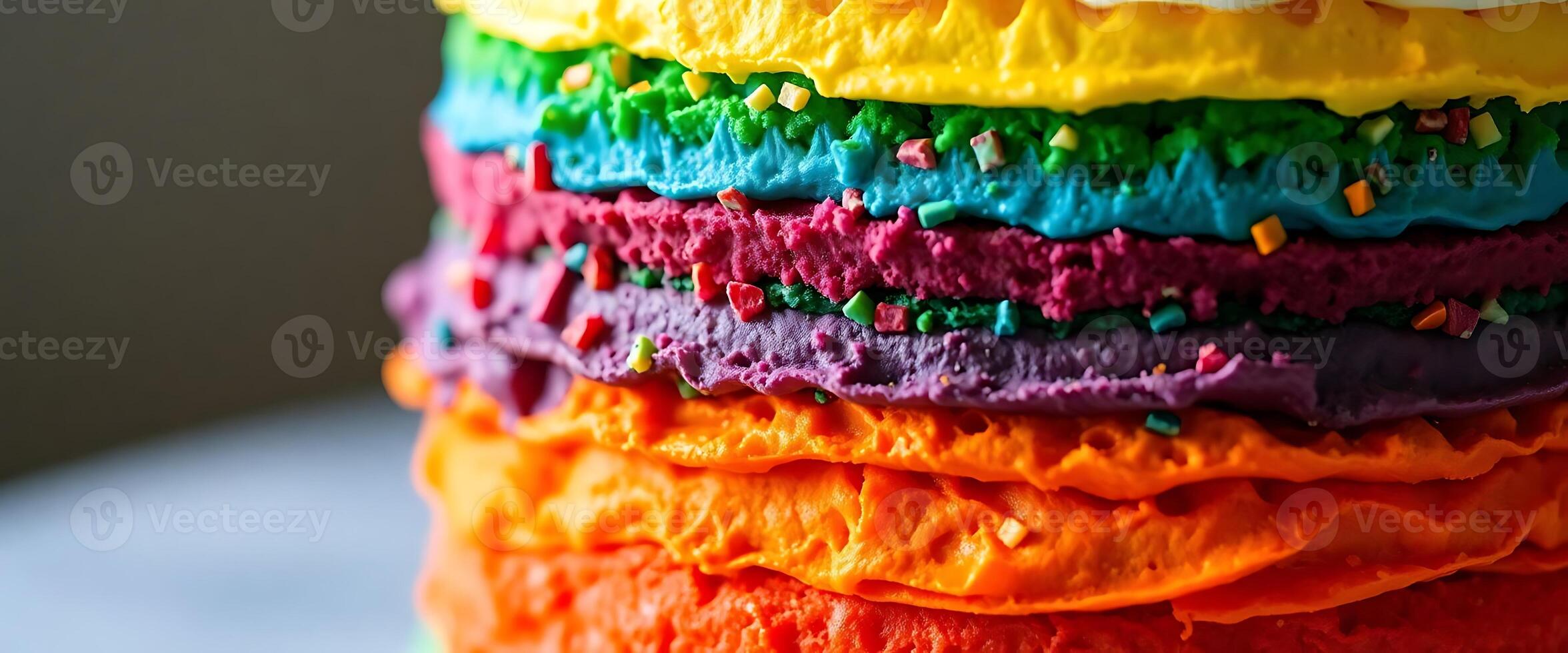 close up of a multi colored cake photo