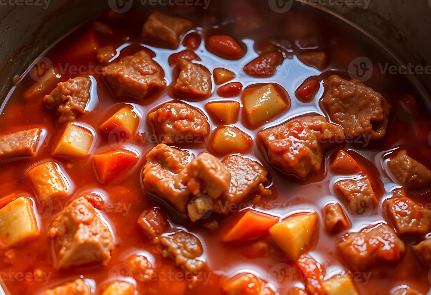 pot of stew with meat and vegetables in it photo
