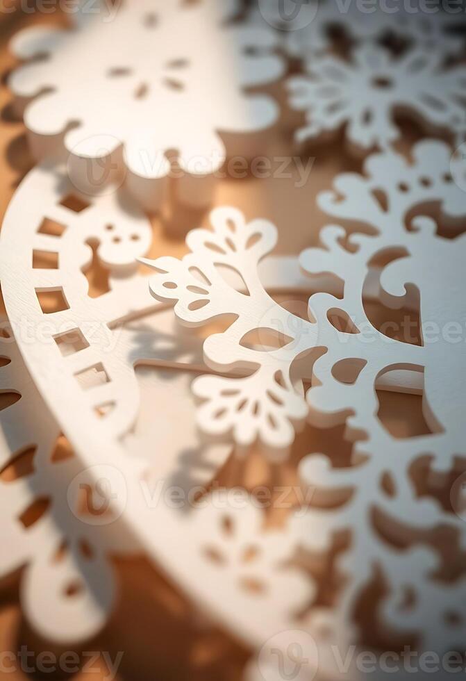 A close up of a snowflake on a table photo
