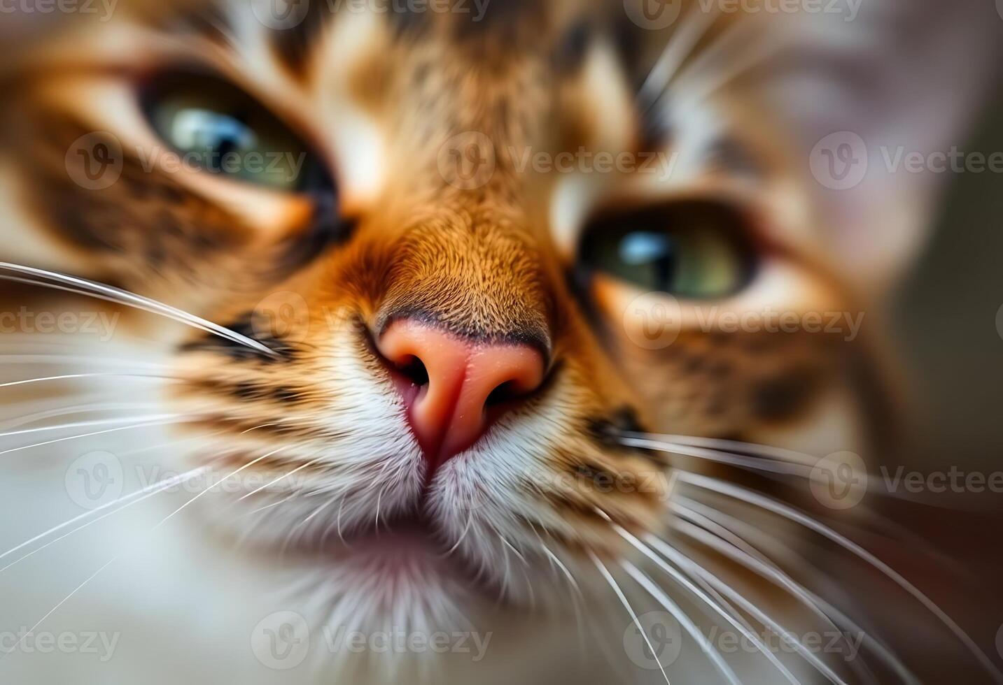 Close up of a cat's face with a green background photo
