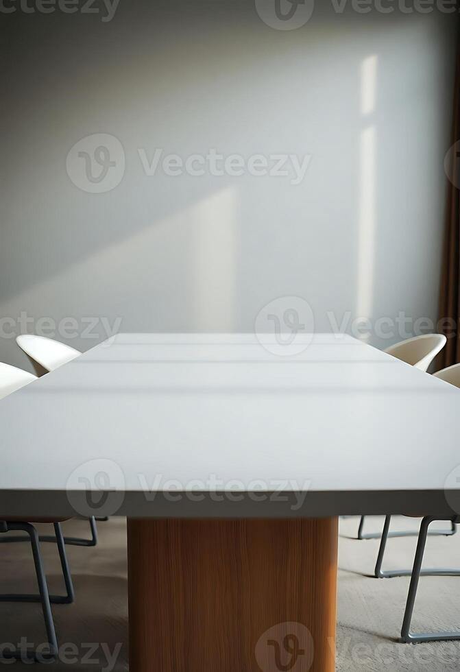 white table with chairs around it in a room photo