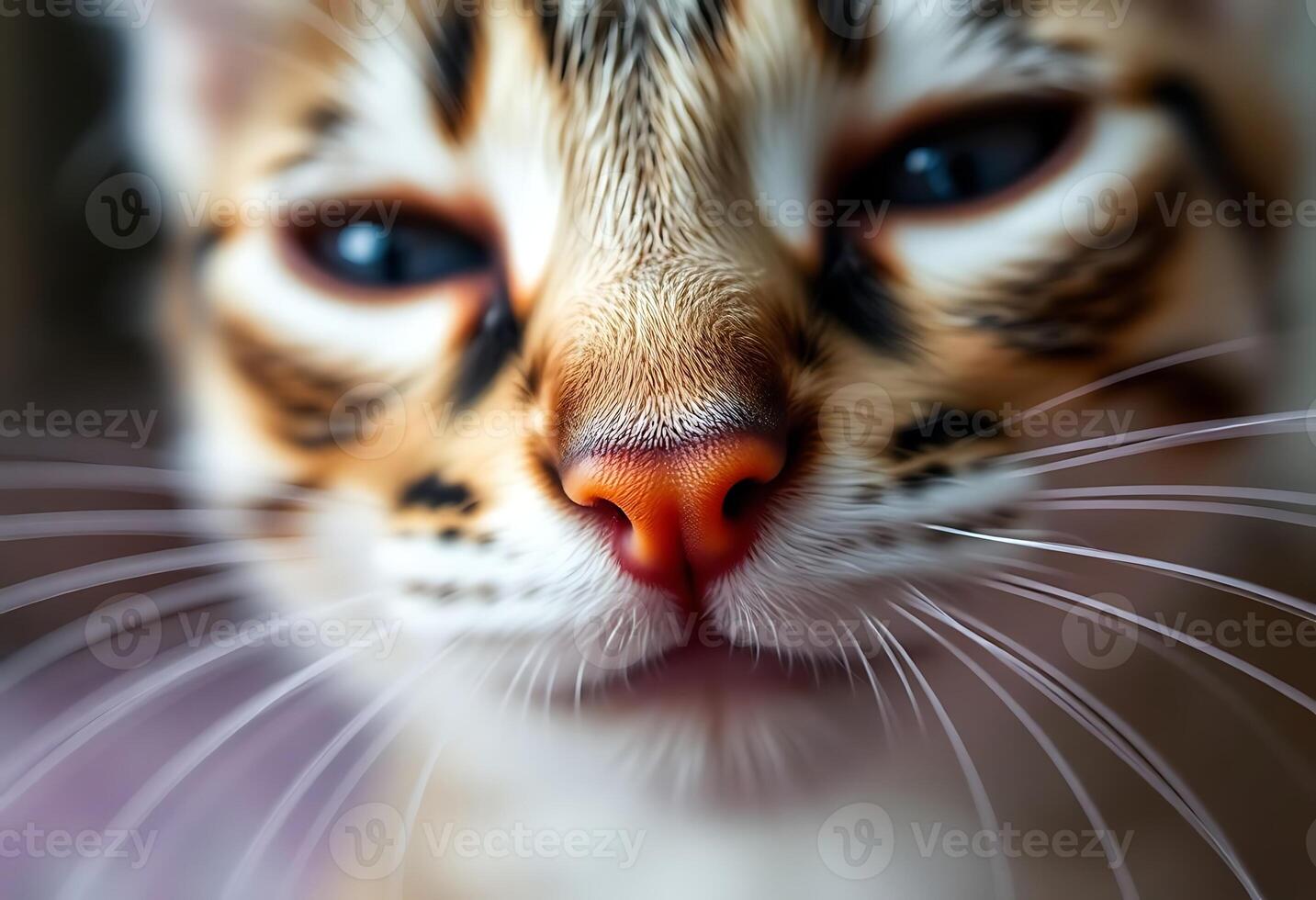 A close up of a cat's face with its nose photo