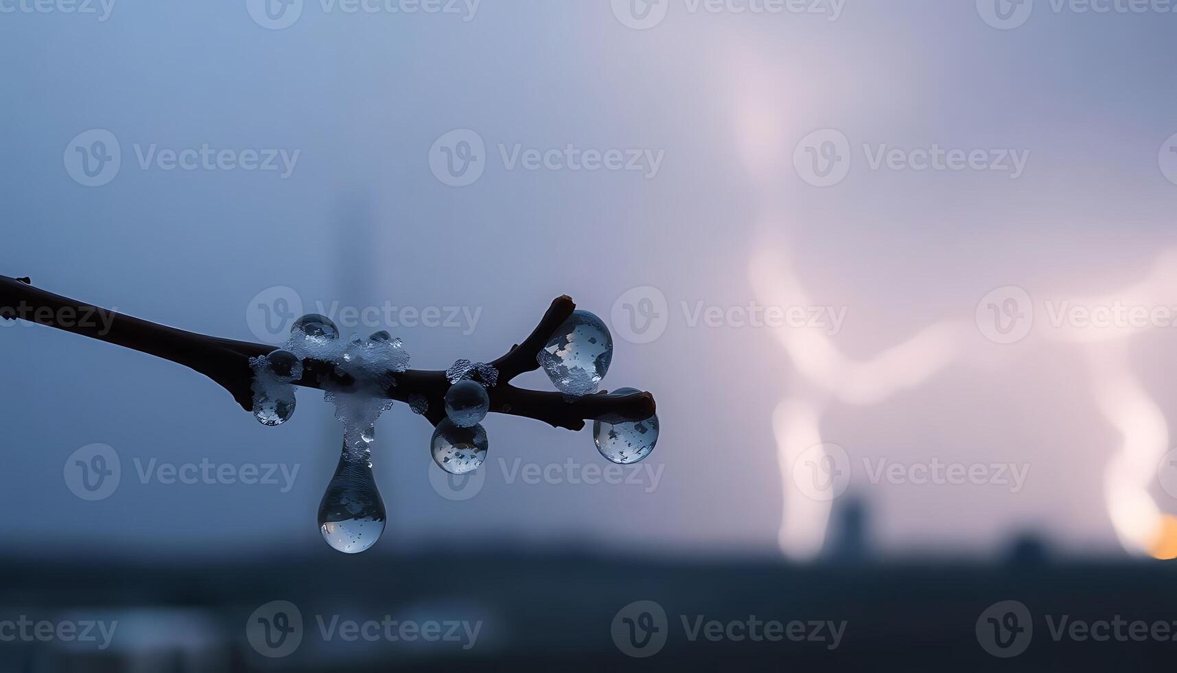 branch with water drops hanging from it photo