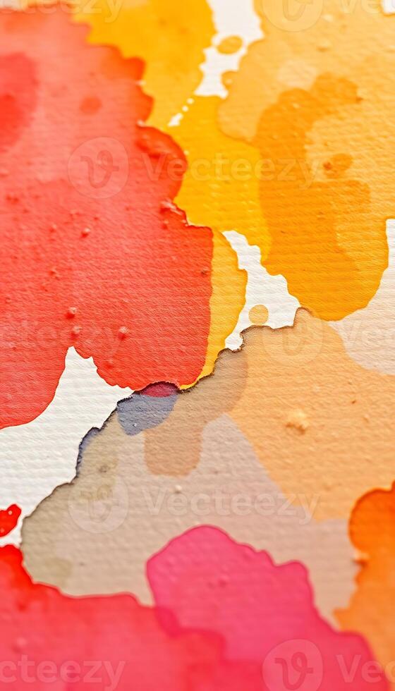 Watercolor painting with orange, yellow and pink splatters photo