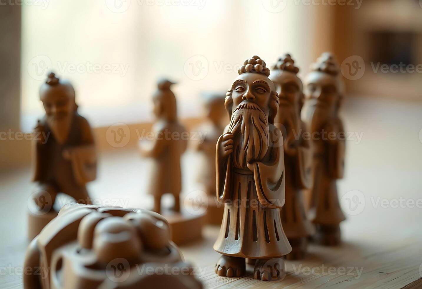 close up of a chess board with figurines photo