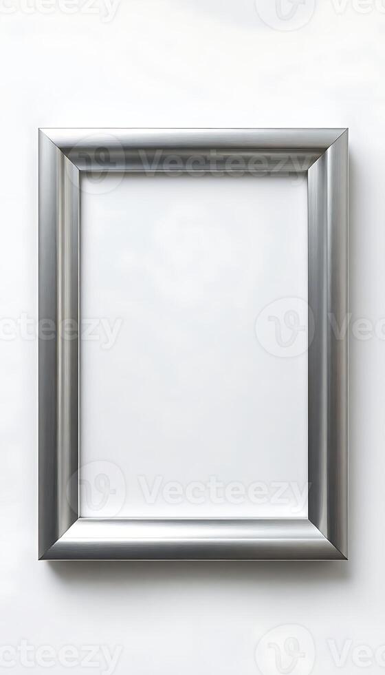 silver frame on a white wall photo