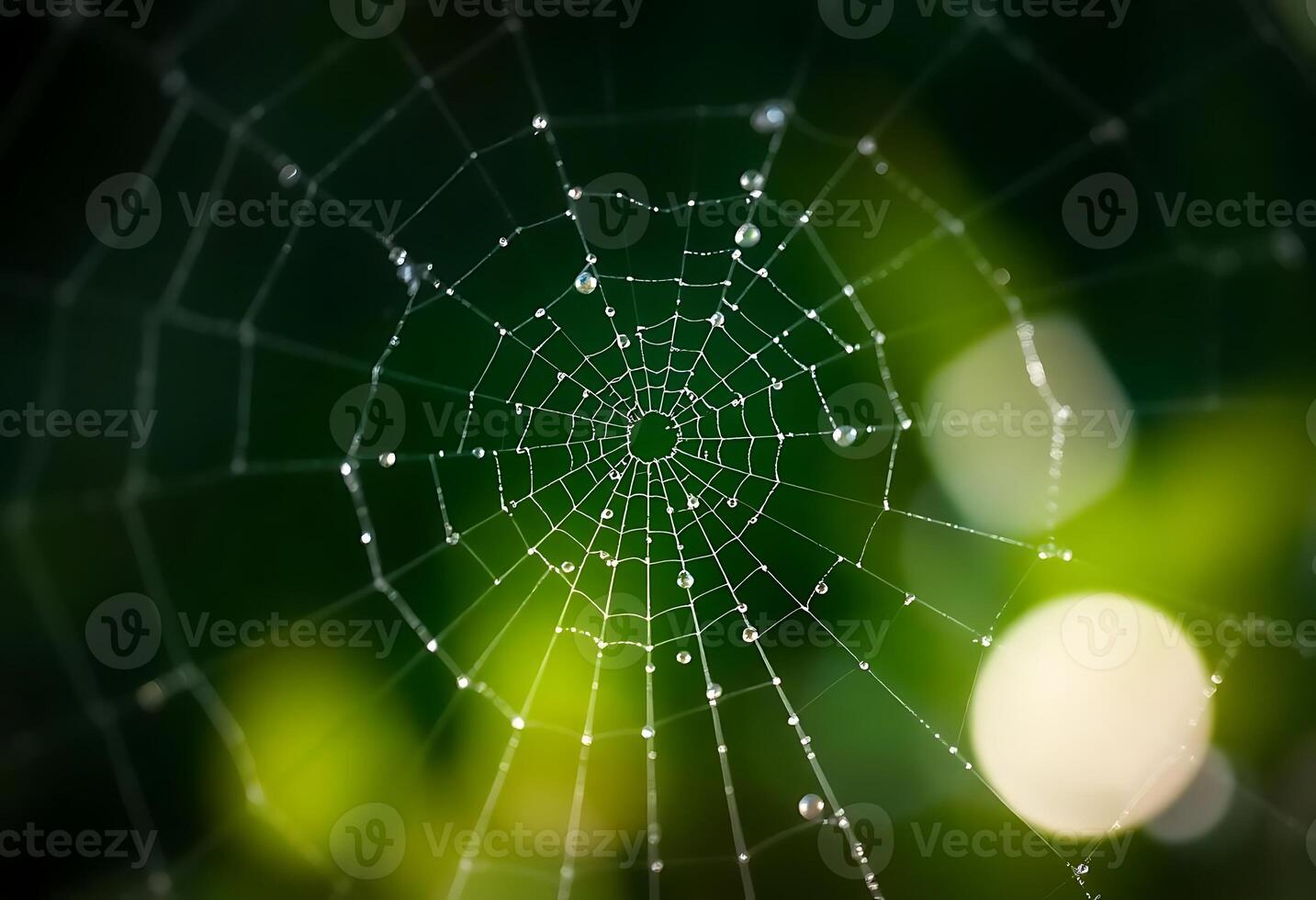 A spider web with dew on it photo